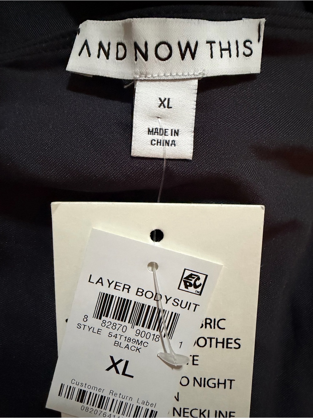 And Now This Black V-Neck Layer Bodysuit Black Size XL Thong Stretch - Picture 5 of 6